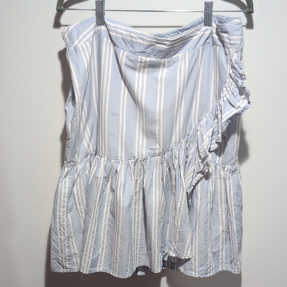Striped Light Blue and White Ruffle Sundress